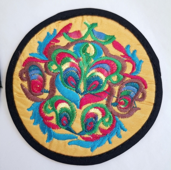 Colorful Embroidered Chinese Style Round Coasters - Picture 3 of 5
